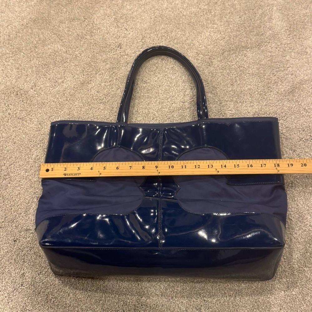 Tory Burch Blue Nylon Amalie Big T Logo Tote - Picture 4 of 9